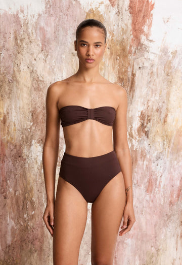 Umi High Waisted Bikini Bottom - Brown